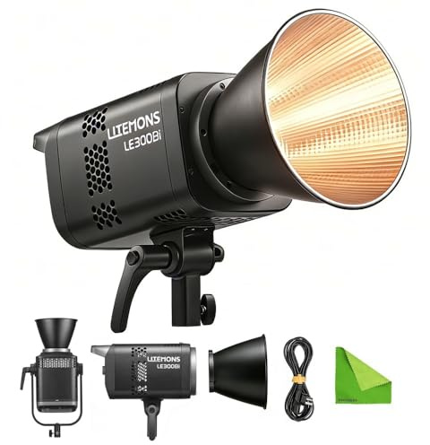 Godox LE300Bi Litemons Lampe LED Vidéo, 320W Lampe LED Vidéo Bicolore | 2800K-6500K, 58900Lux@1M, Monture Bowens Portable, Contrôle NFC & Bluetooth par Application pour Vlogging YouTube Video(Noir)