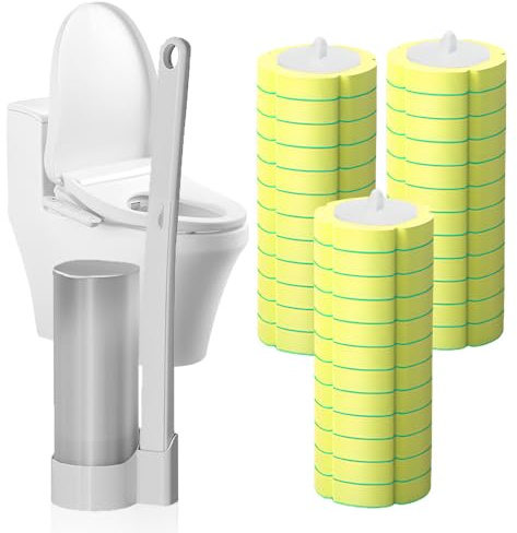 Einweg Toilettenbürste, Badezimmer Toilettenbürste Schwamm, Disposable Toilet Brush WC Bürste Reinigungsmittel für Badezimmerreinigung, Waschbecken, Badewanne (36, Gelb)