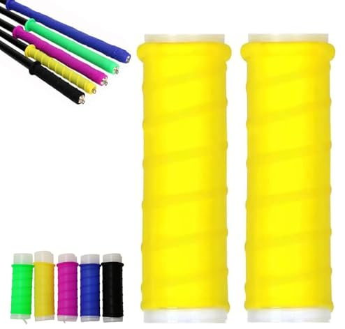 Rubber Cold-Shrink Handle Wrap, Insulation Non-Slip Waterproof Cold Shrink Handle Wrap with Non Slip Texture for Fishing Rods, Rackets and Hand Tools (Yellow*2,L: 9.5/24cm)
