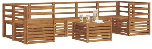 vidaXL Sofagarnituren 8 pcs Natur Massivholz Akazie, Elegantes Garten-Sofa, modernes Lounge-Set für draußen, langlebige Terrasse, gemütliche Sitzmöbel