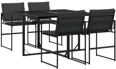 HFXHIJXQ Juego de mesa de cristal plegable de 110 x 107 cm y 4 sillas de textileno con cojín, ahorra espacio para jardín/terraza