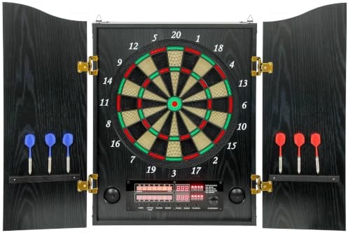 SPORTNOW Diana Electrónica con 6 Dardos de Punta Blanda 2 Pantallas LED | 24 Puntas de Repuesto, Avisos de Voz, hasta 8 Jugadores, Diana de Dardos de Pared, 25 Juegos 202 Variaciones