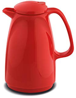 ROTPUNKT Isolierkanne 225 Bella 0,5 l | Zweifunktions-Drehverschluss | BPA-frei - gesundes Trinken | Made in Germany | Warm + Kalthaltung | Glaseinsatz | Crazy red
