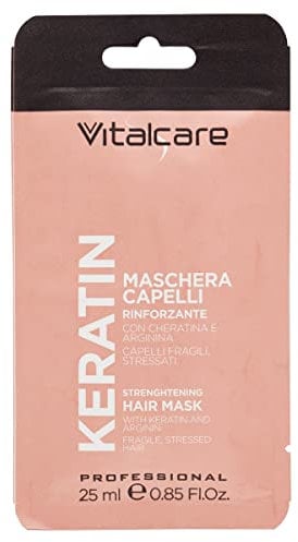 Vitalcare | Keratin - Maschera Capelli Rinforzante, per Capelli Fragili e Stressati, con Cheratina e Arginina, per Capelli più Forti e Morbidi, 25 ml