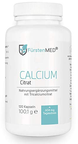 FürstenMED® Calcium Citrate Capsules - High Dose of Pure Calcium Citrate for Strong Bones & Teeth - 120 Capsules - Vegan & Additive-Free