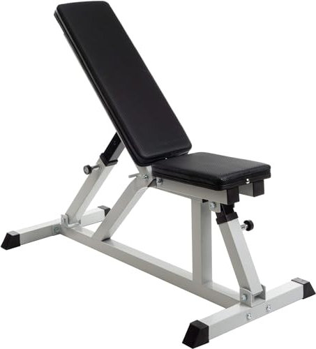 ScSPORTS® Hantelbank - Verstellbar, 7-fach Rückenlehne/4-fach Sitz, Stabil, bis 200 kg, Dickes Polster, Gummifüße - Schrägbank, Trainingsbank, Bauchtrainer, Fitness, Gym (Modell 2, Schwarz-Struktur)