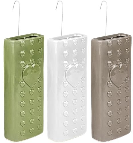 Hochwertige Luftbefeuchter 3-teiliges Set - Füllmenge 230ml - für Heizung aus Keramik - glänzend glasiert - Luftreiniger Wasserverdunster Verdamper verdunster Klima - Herz
