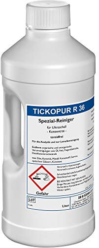 Tickopur R 36 (2 liter), Ultraschallflüssigkeit für Kunststoff und Glas | Reinigungskonzentrat mit Dosierung von 1-5 Prozent, Ultraschall Reinigungsmittel für Brille