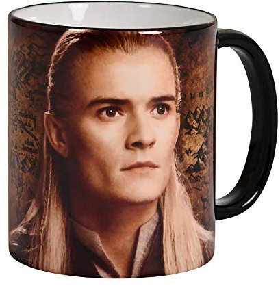 Elbenwald Herr der Ringe Tasse 20 Jahre Jubiläums Kollektion mit Legolas Rundumdruck und Filmlogo 320 ml Keramik