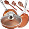 Razab Copper Frying Pan Set with Lids, 8, 9.5 & 11 Frying Pan Set, Nonstick Skillets