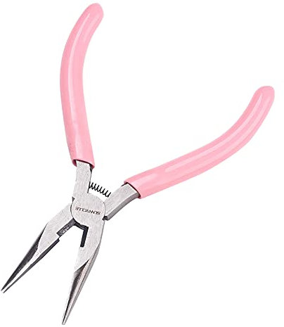 SUNNYCLUE 12,7 cm lange Kettenzange, Mini-Präzisions-Backenzange, nicht gezackt, für DIY-Schmuckherstellung, Hobby-Projekte, Rosa