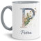 Tasse mit Buchstabe P und Blumen - mit Name personalisiert - Initiale, Namens-Tasse, Buchstaben Tasse, Geschenk I Keramik Innen & Henkel Grau, 300 ml
