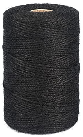 KINGLAKE Juteschnur 2mm, 200m Paketschnur, Juteband Schwarz, Jute Schnur, Strick Jutegarn, Hanfschnur, Gartenschnur Pflanzschnur, Jutekordel, Bindfaden Bastelschnur für Garten und Dekoriere