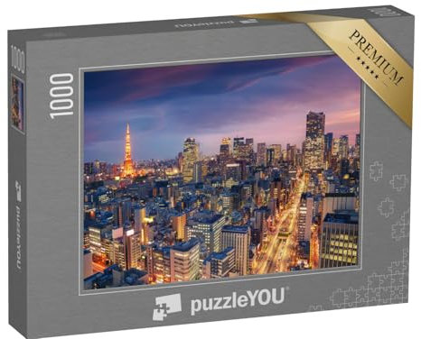puzzleYOU: Puzzle 1000 Teile „Tokio, Japan: Abenddämmerung über der erleuchteten Stadt“ – aus der Puzzle-Kollektion Tokio, Aus Aller Welt, Städte Weltweit