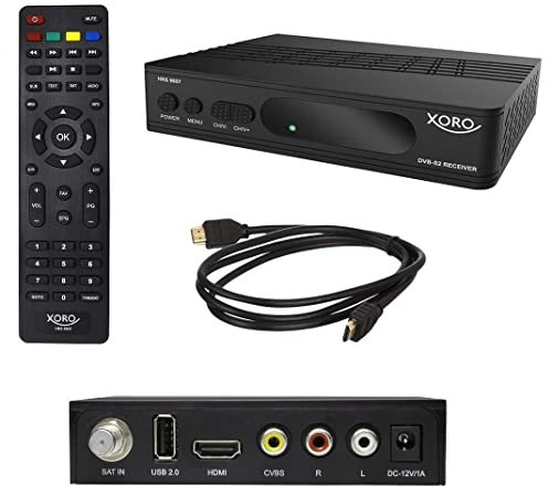 Xoro HRS 8657 HD-Receiver für digitales Satellitenfernsehen (DVB-S2) mit USB Mediaplayer für Video-, Audio- und Bilddateien, Schwarz