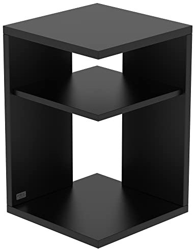 AUPROTEC Exclusiv Beistelltisch Prisma 40 x 40cm H: 60cm schwarz Holz I Ideal als Couchtisch, Regal, Nachttisch, Sofatisch oder Side Table I Mit Einlegeboden