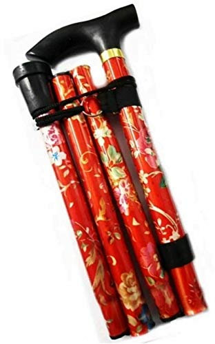 Mr. Gadget's Solutions Bastón de viaje plegable de aluminio y metal, fácil de ajustar, color rojo