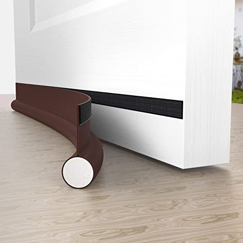Dioxide 94cm Bas de Porte Isolant, One Sided Boudin de Porte Isolant Avec Joint Auto Adhésif, Insonorisé, Protège des Courants D'air et Des Insectes, Marron