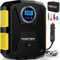 FORTEM Tragbarer Kompressor Autoreifen, Kompressor Fahrrad, 12V Autoreifen Pumpe und Fahrradpumpe Elektrisch mit LED-Licht - Digitaler Reifendruckmesser Automatische Pumpe/Abschaltung, Tasche