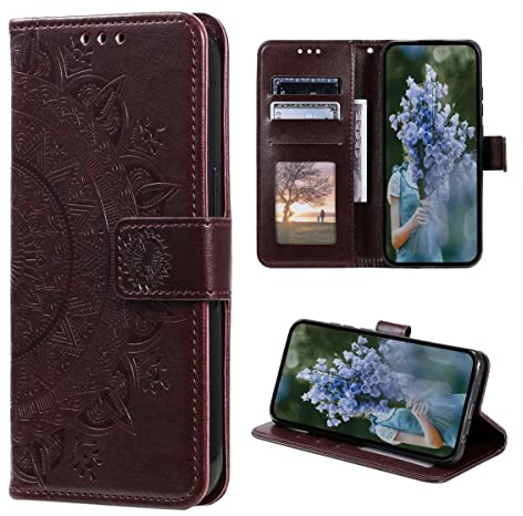 CoverKingz Schutzhülle kompatibel mit Samsung Galaxy S23+ - Handycover mit Kartenfach Schutztasche Wallet - Flip Case klappbar Motiv Mandala Braun