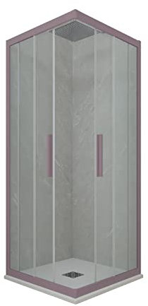 Paroi de douche d'angle coulissante 75x100 CM en PVC Lavande H 200 Verre Transparent mod. Kolors