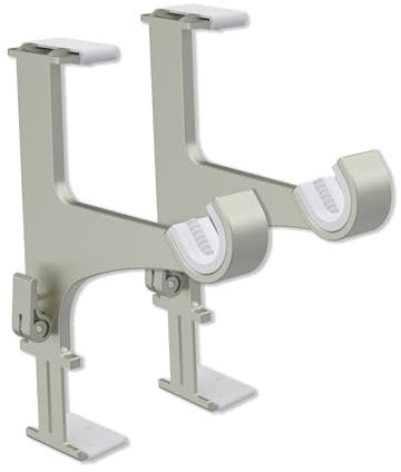 Pack de 2 Supports de Tringle à Rideaux sans Perçage ni Collage - Fixation Coffre de Volet Roulant Hauteur 14 à 24cm - pour Tringle à Rideaux D20-28mm - Colori Nickel Givré - Nouvelle Génération