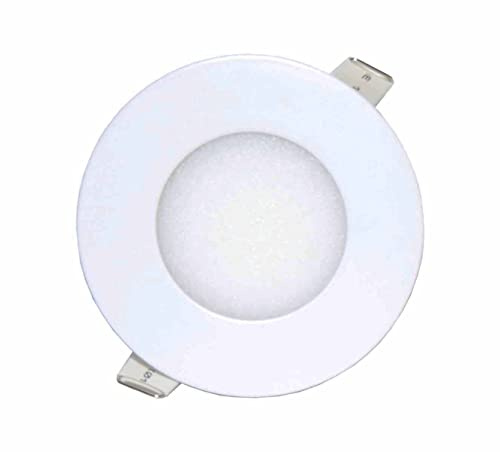 LOWENERGIE 3w LED Round Ceiling Panel Light White Recessed Down Lighting, 85mm Dia, 25w Halogen Equivalent (6000K Day White x 8)