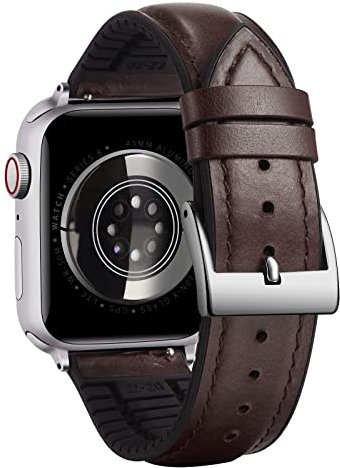 BINLUN Correa de Cuero Compatible con Apple Watch 49mm 46mm 45mm 44mm 42mm 41mm 40mm 38mm Correa de Silicona y Cera de Aceite Cuero Híbrido Apto para iWatch Ultra SE SE2 Series 11/10/9/8/7/6/5/4/3/2/1