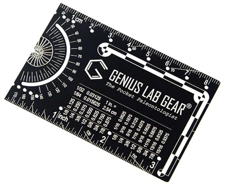 The Pocket Paleontologist - Small Metal Paleontology Ruler Scale, Mini Fossil Dig Multitool Gadget, Cool Tech Geek/Nerdy Archaeology Graduation Gift, Unique 3 Inch Metric Techie Tool - Genius Lab Gear