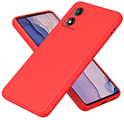 XINYEXIN Silicone Liquido Custodia Cover per Motorola Moto E13, Premium Silicone Case Antiurto con Fodera in Microfibra Protezione a Doppio Strato Caso - Rosso