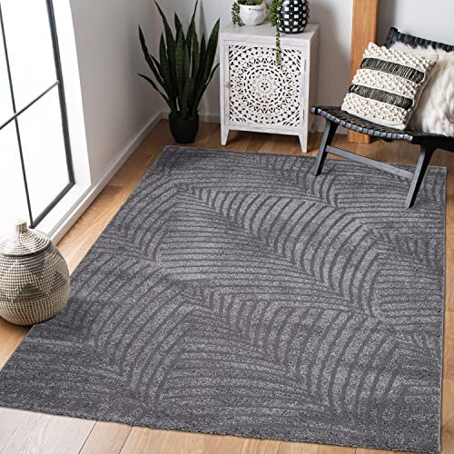 carpet city Teppich Wohnzimmer 160x230 cm - Anthrazit, Grau - Kurzflor, 3D-Effekt, Glanzgarn - Geo-Muster, Floral - Moderne Teppiche Schlafzimmer, Flur, Esszimmer