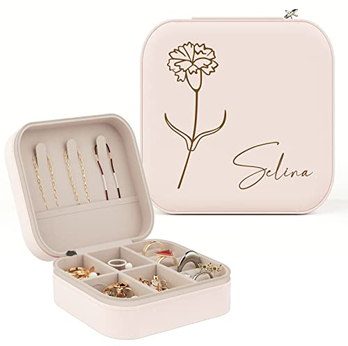iDIY Personalisiert Schmuckkästchen mädchen Reise kleine - organize Schmuckbox mit Name und Buchstaben für Ohrringe Halskette Ringe Geburtstagsgeschenke für Frauen Mädchen