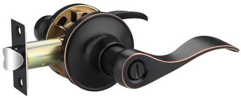 EHOMEWARE Confezione da 1 maniglia per porta in bronzo lucidato a olio, maniglia per porta interna per camera da letto, bagno, leva reversibile per porte destrorse o mancine