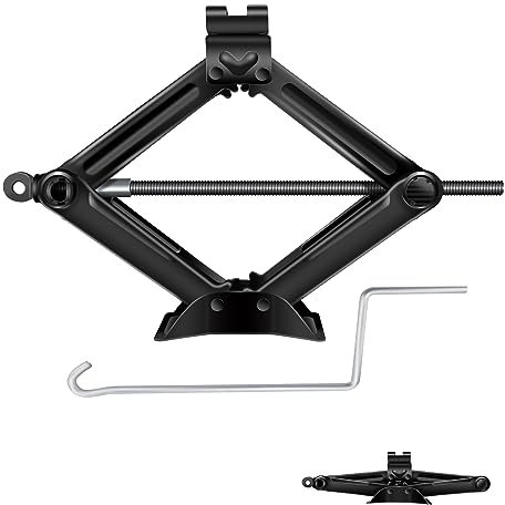 Scherenwagenheber 2 Tonnen | Schwarz Kfz-Wagenheber | Leicht zu Falten | Maximale Hubhöhe 390mm | für PKW/MPV/SUV