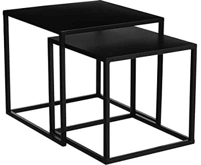 MICA Decorations Beistelltische Goa Schwarz Metall 2er Set - 33 & 29 cm hoch - Satztisch - Pflanztisch