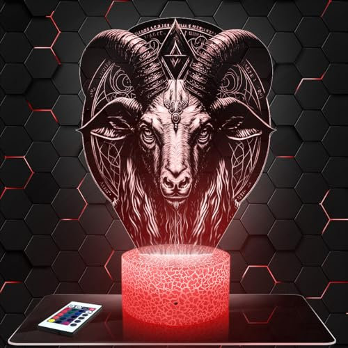 Nachttischlampe Satansicher Ziegenbock deko Teufel Hexerei Dämon. Geschenkidee Mann Frau objekt Satansicher Ziegenbock Nachtlicht Erwachsene deko Zimmer. originell