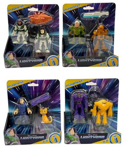 Fisher-Price Imaginext Disney und Pixar Lightyear Buzz Komplettes Set mit 4 Figurenpackungen von HGT30-956A Release Bundle