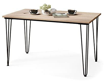 Mazzoni Design Esstisch Hairpin Esszimmer Tisch 120x75x70 cm, Farbe:Eiche dunkel - Schwarz matt