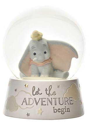 Disney Glas-Schneekugel – Dumbo und Stern Pailletten Design – niedliche Kinderzimmerdekoration