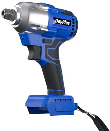DayPlus Bürstenloser Schlagschrauber, Akku Drehschlagschrauber 1/2 Zoll Vierkantschlüssel, 420 Nm, 2-Gang, Vorwärts & Rückwärts Funktion, LED Leicht, Keine Batterie, Keine Ladegerät, Blau