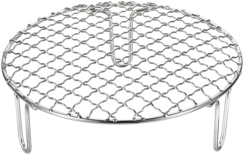 sourcing map Griglia rotonda da 18 cm in acciaio inox a croce per barbecue con gambe da 50 mm per cucinare al vapore barbecue
