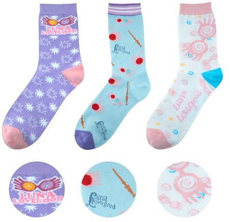 Cinereplicas Harry Potter - Satz von 3 Luna Lovegood Socken Einheitsgröße - Offizielle Lizenz