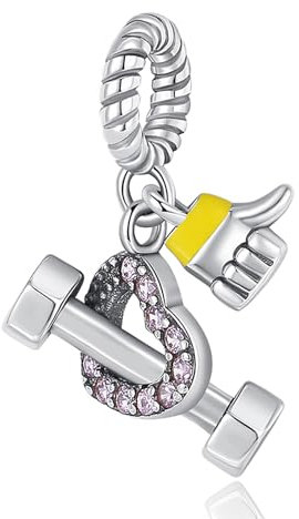 Doyafer 925 Sterling Silber Charme, Hantel Herz Faust dreiteiligen Satz geeignet für Frauen-Armbänder, Halsketten, Geburtstagsgeschenke