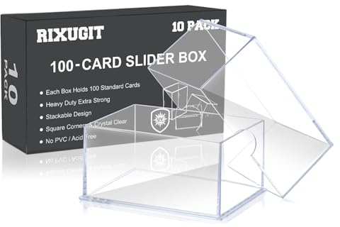 RIXUGIT 10-Pack 100-Count Deck-Case Card-Box - 2 Piece Trading Card Storage Box, Transparent Rectangular Plastic Hinged Lid, 3.94 x 2.95 x 1.97 inches, For Trading Cards