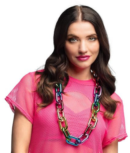 Boland 44642 - Halskette Regenbogen, Modeschmuck für Faschingskostüme zur Mottoparty, Halloween oder Karneval, Gliederkette