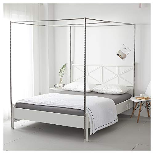 Baldachinrahmen für Bett, Moskitonetz-Halterung, viereckiges Bett, verdickter spiralförmiger Bettständerpfosten aus Edelstahl, passend für Twin/Full/Queen/California King/King Size-Bett, 22