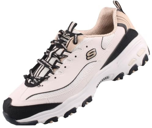Skechers Damen D'Lites Retro Rewind Sneaker, Natural & Black Duraleather/Natural Trim, 41 EU