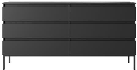 Selsey Kommode Schrank Aufbewahrungsschrank 150 cm Mit 6 Schubladen Schwarz Schwarze Beine Bemmi