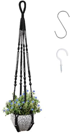 ZPLASK Macrame Plant Hanger with 2 Hooks - Hanging Plant Pot, Indoor Hanging Baskets for Plants, Wall Holder for Outdoor Balcony Garden Home Decor