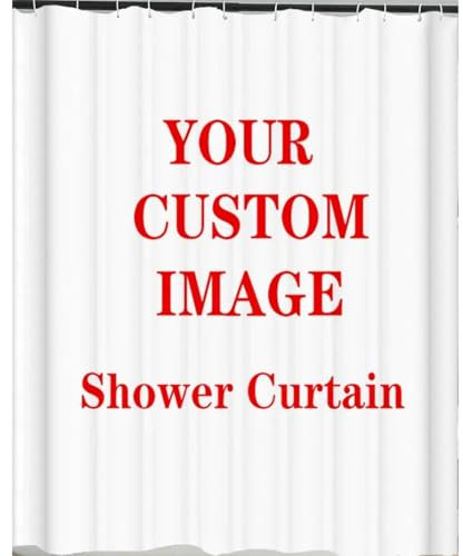 Personnalisé Rideau De Douche Salle De Bain Rideau Imperméable Impression 3D Personnalisé Photo Polyester Décor De Bain avec Crochets White,120x180cm